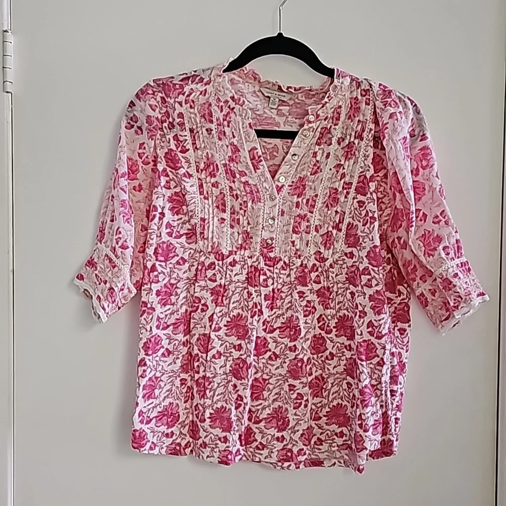 Lucky Brand pink and white blouse - Picture 1 of 10
